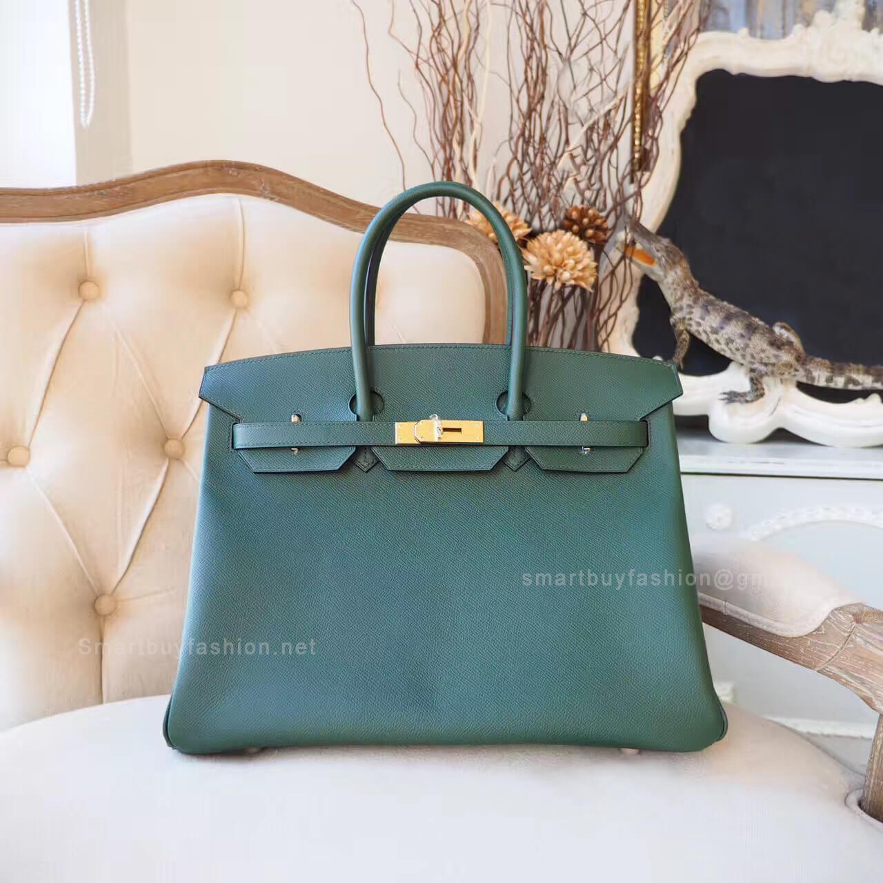 Hermes Birkin 35 Purse in 2q Vert Anglais Epsom GHW